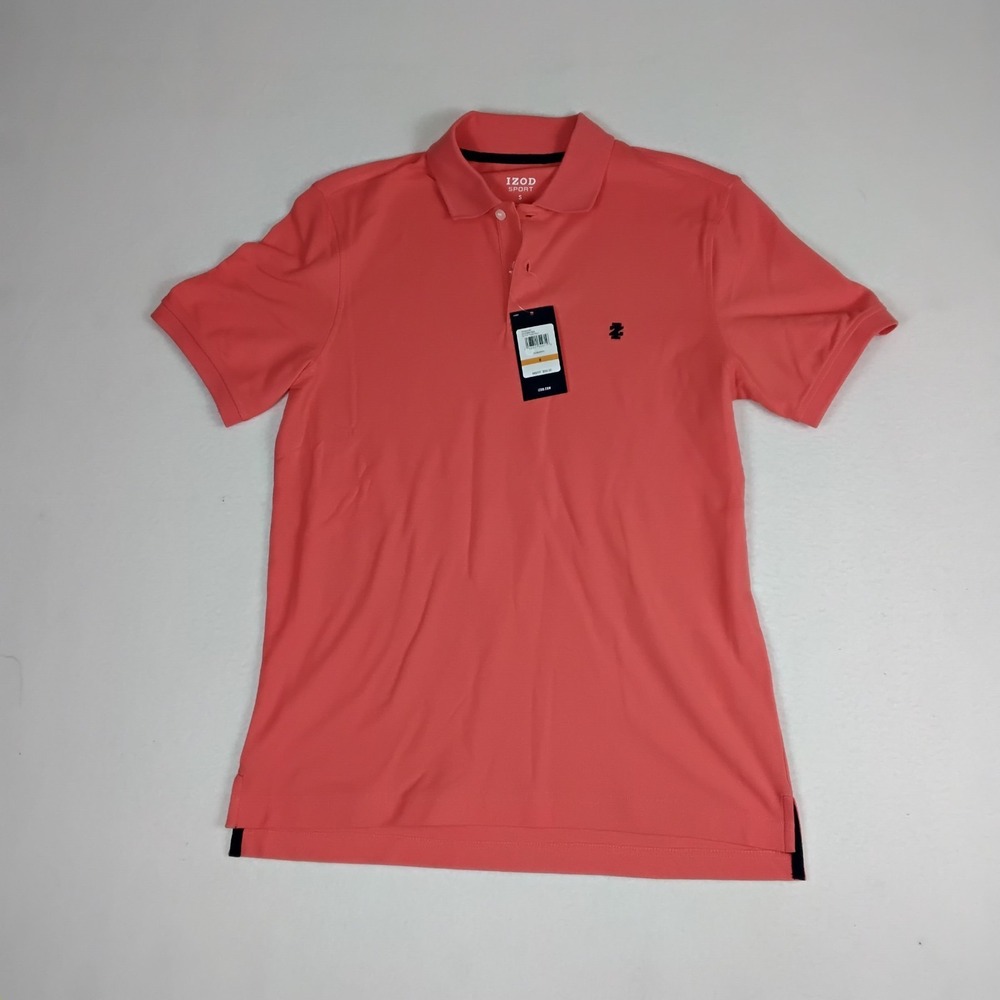 IZOD Sport Mens Short Sleeve Polo Shirt Coral Orange Cotton Small NWT